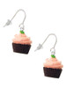 Resin Chocolate Cupcake with Pink Frosting French Earrings