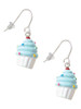 Resin White Cupcake with Blue Frosting French Earrings