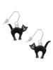 Arching Black Cat French Earrings