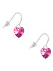 Hot Pink Crystal Heart French Earrings