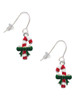 Candy Cane with Green Bow French Earrings