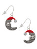 Large Crescent Moon Santa Face French Earrings