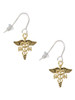 Gold Tone Registered Nurse Caduceus French Earrings