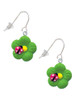 Resin Lime Green Daisy Flower with Hot Pink Ladybug French Earrings