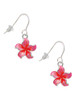 Hot Pink and Orange Plumeria Flower French Earrings