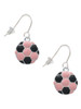 2-D Pink Soccer ball French Earrings