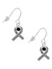 Scroll Ribbon with Black Crystal French Earrings