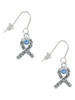 Scroll Ribbon with Light Blue Crystal French Earrings