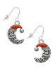 Small Crescent Moon Santa French Earrings
