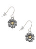 Two Tone Daisy Flower French Earrings