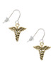 Gold Tone Caduceus French Earrings