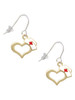 Gold Tone Open Heart with Nurse Hat French Earrings