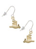 3-D Flying Gold Tone Bat with Crystals French Earrings