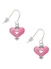 Hot Pink Enamel Heart with Cutout French Earrings