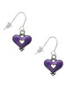 Hot Purple Enamel Heart with Cutout French Earrings