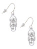 White Open Plumeria Flower Flip Flop French Earrings