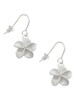White Plumeria Flower French Earrings