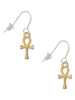 Small Gold Tone Ankh French Earrings