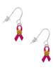 Hot Pink Ribbon with Softball French Earrings