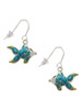Blue Tropical Fish with Yellow Fins French Earrings