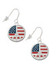 Large Peace Sign with USA Flag French Earrings