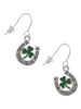 Irish Luck Horseshoe with Shamrock French Earrings
