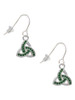 Small 2-D Green Trinity Knot French Earrings