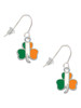 2-D Irish Flag Shamrock French Earrings