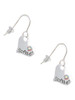 Heart with ''Softball'' and AB Crystal French Earrings