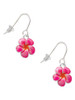 Hot Pink and Orange Flower French Earrings