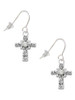 Scroll Cross with Clear Crystal French Earrings