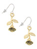 Gold Tone Stemmed Rose French Earrings