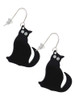 Acrylic Sitting Black Cat with Crystal Eyes French Earrings