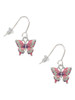 Small Hot Pink & Purple Butterfly French Earrings
