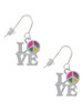 Love with Multicolored Peace Sign French Earrings
