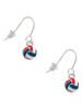 3-D Red White & Blue Volleyball French Earrings