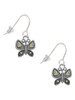 Butterfly with Gold Tone Hearts French Earrings