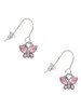 Mini Butterfly with Pink Wings & Crystals French Earrings