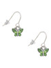 Mini Butterfly with Green Wings & Crystals French Earrings