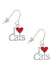 I Love Cats with Red Heart French Earrings