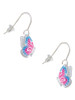 Translucent Hot Pink & Blue Flying Butterfly French Earrings