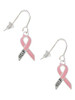 Pink Ribbon ''Help'' French Earrings