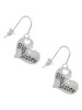 Large ''Big Sister'' Heart with Clear Crystal French Earrings