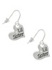 Large ''Lil Sister'' Heart with Clear Crystal French Earrings