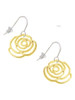 Large Gold Tone Rose Outline French Earrings