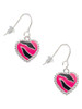 Hot Pink Zebra Print Heart French Earrings
