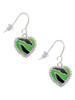 Lime Green Zebra Print Heart French Earrings