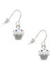Small White Cupcake with Crystal Sprinkles French Earrings