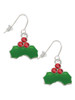 Christmas Holly & Red Crystal Berries French Earrings