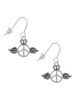 Winged Peace Sign with Crown French Earrings